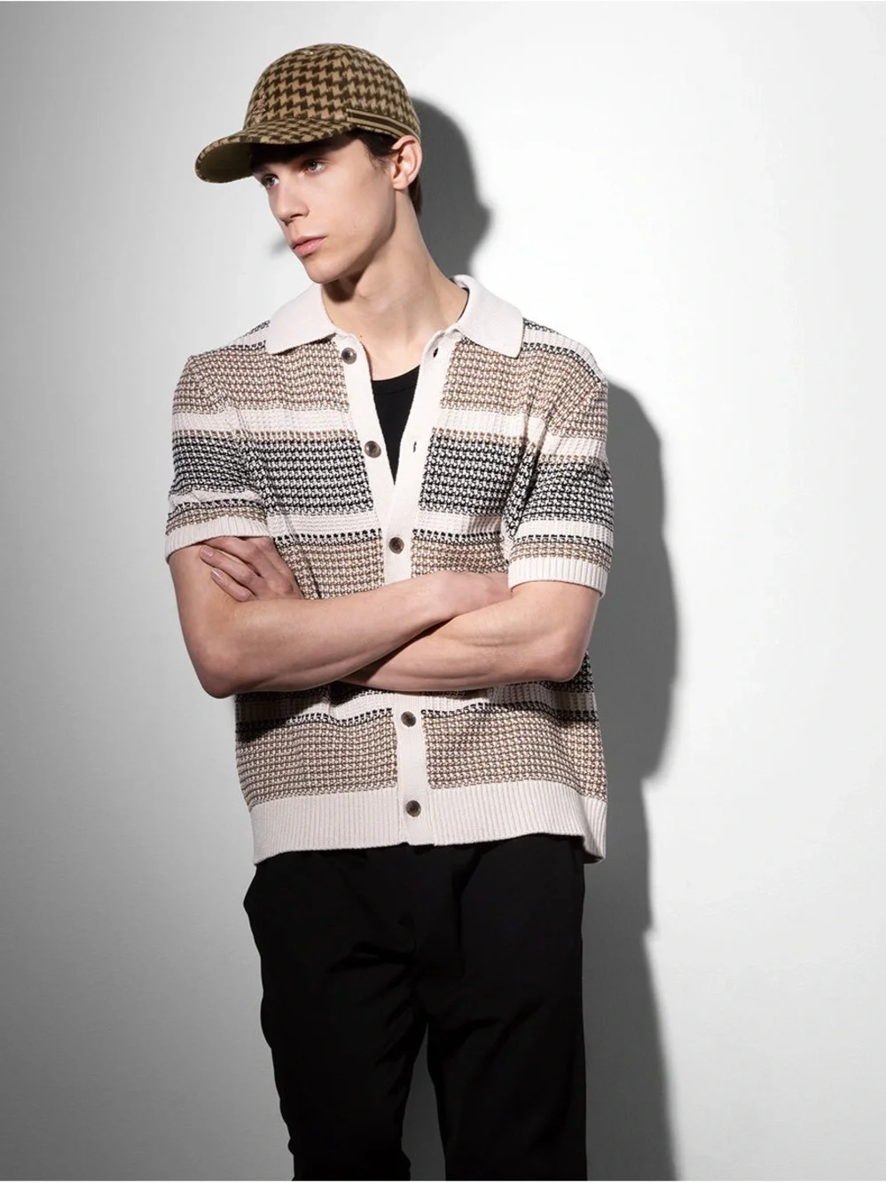 NWOT - Banana Republic Stripe Crochet Cotton Knit Shirt